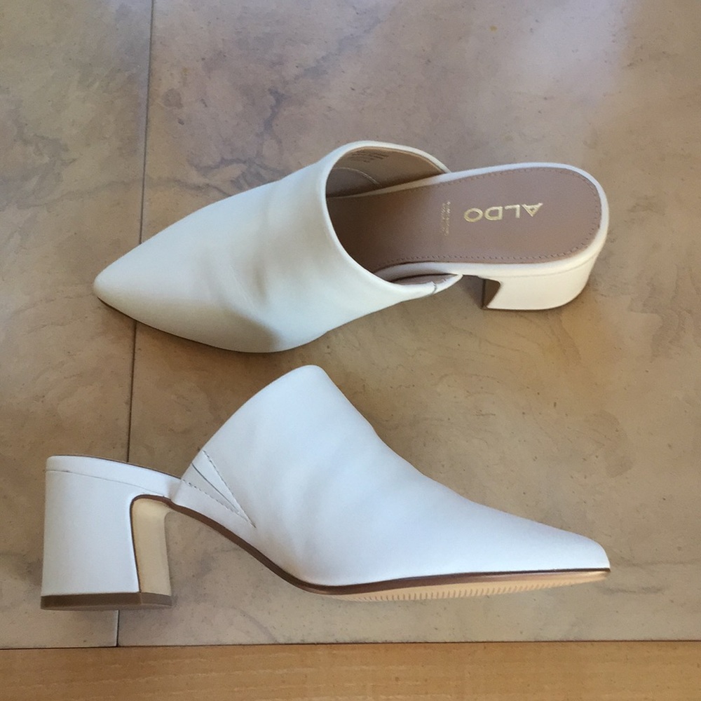Aldo white mules
